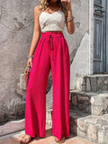Women High Elastic Waist Wide Leg Pants Summer Casual Female Sand Beachwear Full Loose Trousers YLX-333