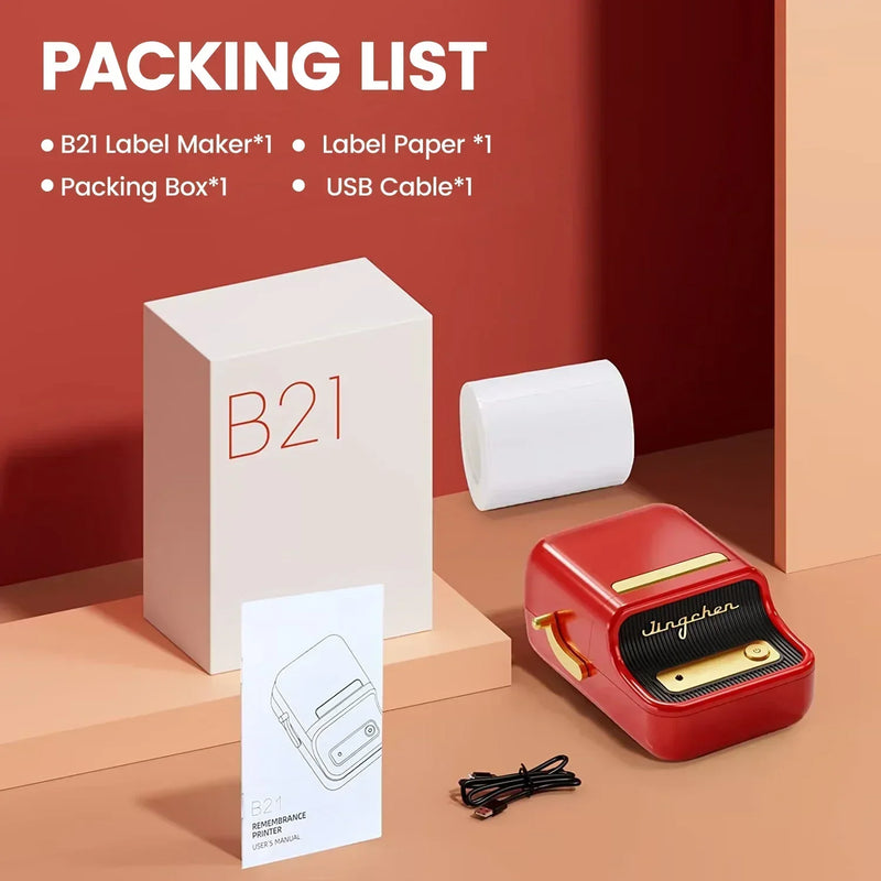 Niimbot B1/B21 Label Thermal Printer Mini Pocket Barcode Maker Bluetooth Printers Self-adhesive Sticker Machine With GiftLabel