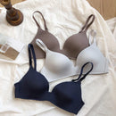 Women's Bras Sexy Seamless Wireless Ice Silk Bralette Gather Push Up Lingerie Thin Smiple Style AB Cup Deep V Female Underwear