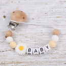 Baby Personalized Name Pacifier Chain Silicone Daisy Dummy Holder Chain For Handmade Wooden Baby Nipple Clips Nursing Chew Toys