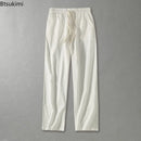 Plus Size 8XL 9XL Pants Men's Solid Cotton Linen Loose Casual Trouser Fashion Drawstring Straight Joggers Vintage Sweatpants Men