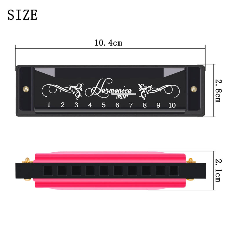 Professional 10 Hole 20 Tone Harmonica Color C Tone Harmonicas with Case Christmas Gift for Beginners Harmonica Hohner