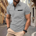 2024 new summer men's fashion fashion casual solid color loose version of t shirt men's sports fitness jacquard check POLO shirt