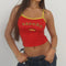 2024 Espana Letter Y2k Printed Red Camisole Retro Street T-shirt Fashion Summer Slim Women's Casual Crop Tops Cut Tank Tops