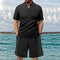 Men's New Waffle Summer Suit 2025 Casual T-shirt + Shorts Suit Men's Tracksuit Solid Color Tracksuit Loose Suit Clothes for Men