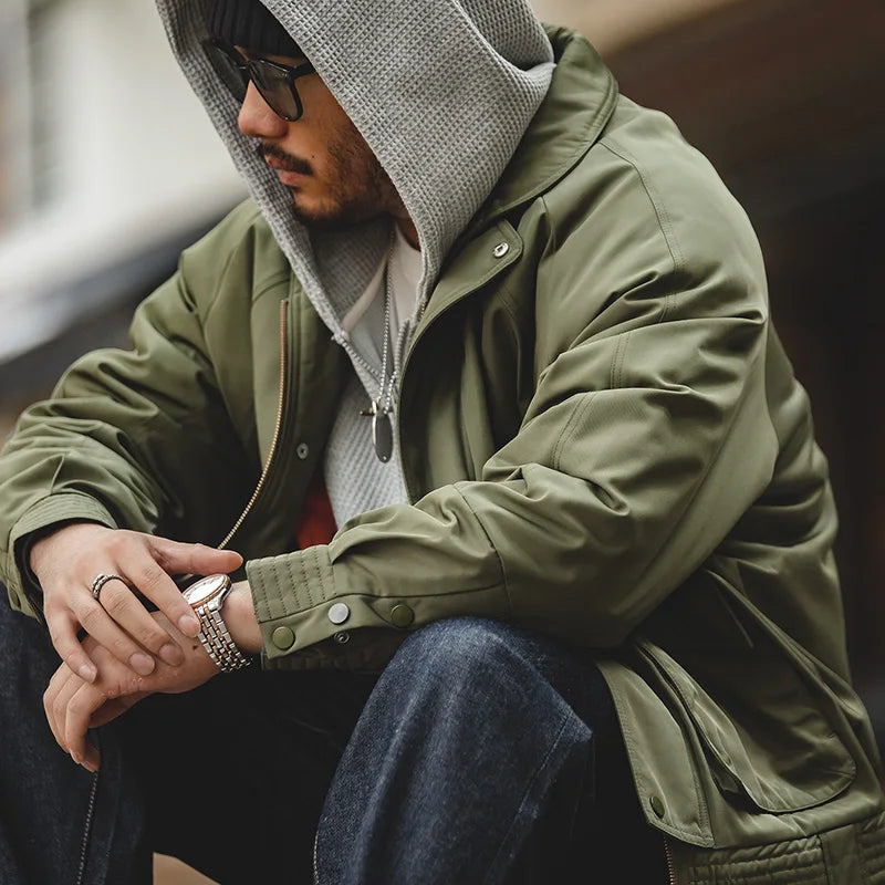 Maden Japanese Vintage Pilot Jackets Thickened Warm Cotton Pocket Coats Men's Autum Winter Coat Bomber Jacket