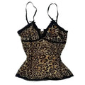 American retro punk aesthetic lace leopard print camisole top sexy slim fit chic hottie crop tops Harajuku Y2K aesthetic Clothes
