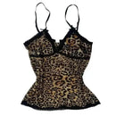 American retro punk aesthetic lace leopard print camisole top sexy slim fit chic hottie crop tops Harajuku Y2K aesthetic Clothes