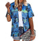 New Women's Short Sleeve T-shirts Fashionable 3d Floral Printed Casual Hawaii Style Basic Tops Lapel Short Sleeve Shirt Summer