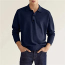 2024 Autumn leisure Home long Sleeve top Fashion Men's solid color lapel Men's POLO Shirt