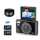 4K Camera for Photography 18X Digital Zoom Video Vlogging Camcorder for YouTube 3'' Flip Screen 64MP WIFI Selfie Webcam Cameras