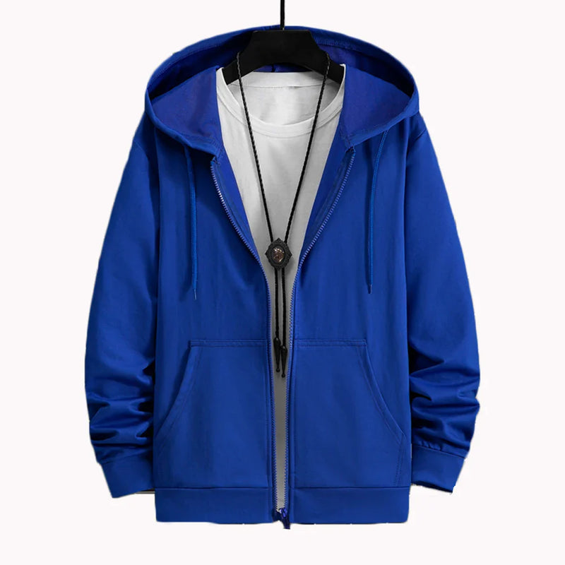 2023 US Size Zip Up Hoodies Autumn Hooded Sweatshirts Men's Hoodie Cardigan Solid Color Classic Jacket Men Coat Men Clothing