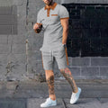 2025 new fashion trend summer men's waffle short-sleeved shorts two-piece full matching business and leisure suit
