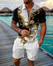 Men's Summer Tracksuit Sports Suit Men Set 3D Printed Casual Short Sleeve T Shirt Lapel Zip Polo Shirt Male Clothing Jogging