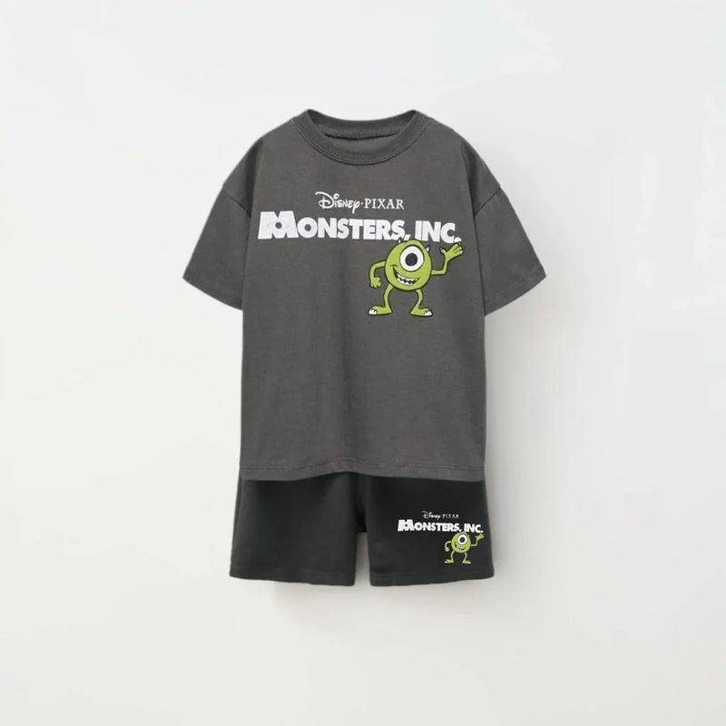 2025 Summer Kids Sets Disney Stitch Printed Tops Tee Shirts For Boys Casual Pullover Clothes Casual Two Piece Suit Child Sets