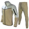 Men's Autumn-Winter Full Set with Hood Sports Jacket ,Sweatshirt Long Sleeves Pants Color-blocked Open Cardigan TightHoodie Suit