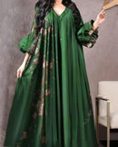 New Cross-Border Women's Clothing Amazon Digital Printing Loose-Fit Dress Middle East Long Kaftan In-Stock
