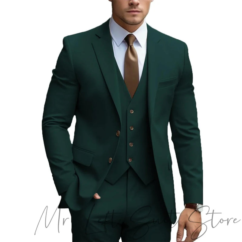 2024 New Men's Formal Fit Single breasted Elegant man suit Customized Casual Business Office Jacket 3 Piece Set Comfortable