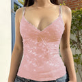 y2k Fairycore Tops 2000s Women Aestheic Clothes V Neck Spaghetti Strap Sleeveless Vest Coquette Clothing Streetwear
