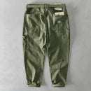 2025 New Spring Autumn Men Pure Cotton Men Cargo Pants Korean Style Male Casual Loose Belt Mid Waist Man Trouser Plus Size 4XL