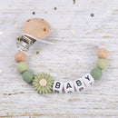 Baby Personalized Name Pacifier Chain Silicone Daisy Dummy Holder Chain For Handmade Wooden Baby Nipple Clips Nursing Chew Toys