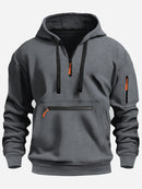 2024 Men's Hooded Sweater Leisure Sports Pullover Retro Harajuku Long Sleeve Zipper Multi-pocket Casual Loose Coat Street Wear