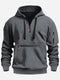 2024 Men's Hooded Sweater Leisure Sports Pullover Retro Harajuku Long Sleeve Zipper Multi-pocket Casual Loose Coat Street Wear