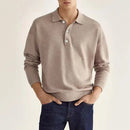 2024 Autumn leisure Home long Sleeve top Fashion Men's solid color lapel Men's POLO Shirt