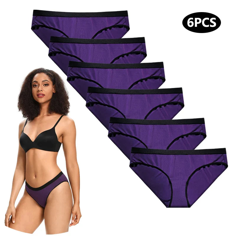 6pcs Women's Panties Sexy Underwear Women Briefs Brazilian Lingerie High Waist Female Underpants Plus Size