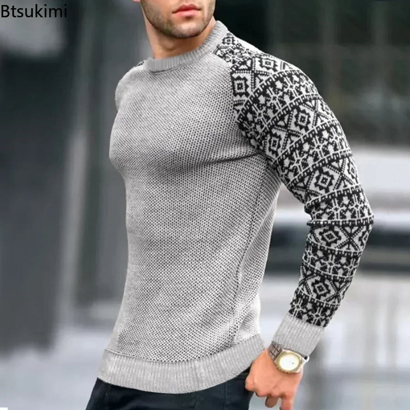 New 2025 Autumn Winter Men Clothing Fashion Mens Thin Sweaters Casual O- Neck Solid Warm Slim Fit Knit Shirt Male Pullover 3XL