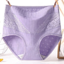 3pcs Cotton Women Panties Lady Plus Size Underwear Lace High Waist Briefs Breathable Solid Color Female Lingerie