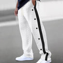 2024Spring and Autumn New Men's Trousers Texture Jacquard Single-Breasted Side Stripe Loose plus Size Casual Pants Sweatpants