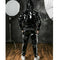 New Men's Hooded Suit PU Leather Casual Sports Bright Leather Top Plus Pants Jogging Suit