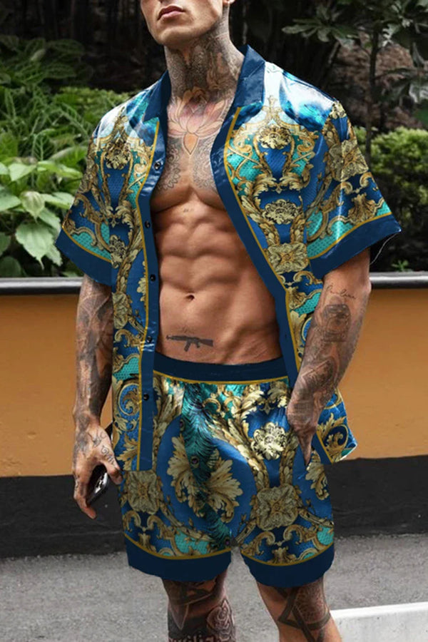 Hot Hawaiian Set Mens Printing Set Short Sleeve Summer Casual Floral Shirt Beach Two Piece Suit 2022 New Fashion Men Sets