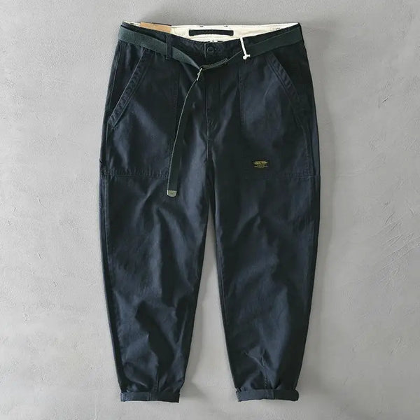 2025 New Spring Autumn Men Pure Cotton Men Cargo Pants Korean Style Male Casual Loose Belt Mid Waist Man Trouser Plus Size 4XL