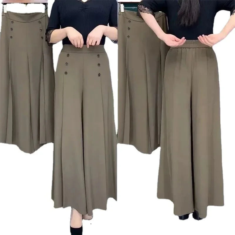 Elegant High-End Southeast Asian Cross-Border Thin Skirt Women's Loose-Fit Medium-Age Mother Bell Bottoms Anti-Wrinkle