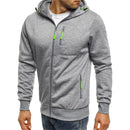 Solid Color Men Hooded Jacket Casual Long Sleeve Hoodie Zipper Gym Sports Hoodie Fashion