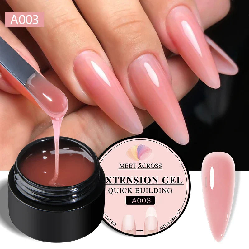 MEET ACROSS 8ml Aurora Extension Nail Gel Polish Glitter Sparkling Nail Art Semi Permanent Building Gel For Nails Manicure