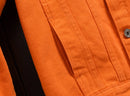 Trendy Men's Spring and Autumn Orange Orange Denim Jacket Men's Shoulder Down Hong Kong Style Oversized Loose Casual Jacket Top