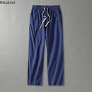 Plus Size 8XL 9XL Pants Men's Solid Cotton Linen Loose Casual Trouser Fashion Drawstring Straight Joggers Vintage Sweatpants Men