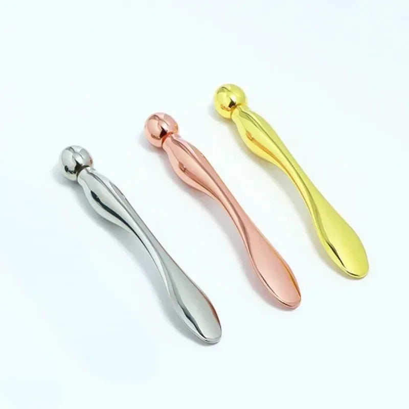 Face Lift Eye Massager Natural Jade Stone Steel Ball Beauty Tools Eye Cream Divided Scoop Massage Roller Silicone Makeup Stick