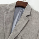 Spring Autumn Men's Blazer Thin Section Slim Fit Plaid Jacquard Casual Suit Jacket Gray Blue Beige Coat Costume Homme