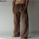 2025 Men's Cotton Linen Pants Oversized Jogger Sweatpants Casual Flower Print Plus Size Loose Wide Leg Pants Men Casual Trousers
