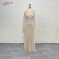 Elegant Long Sleeve Evening Dress for Women 2025 O-Neck Mermaid Wedding Party Luxury Beaded  Formal