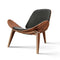 Mid Lounge Replica Solid Wood Three-Legged Shell Chair Ash Plywood Black Faux Leather Living Room Furniture Modern Leisure Chair