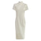 High-end Short Sleeved Cheongsam Dress Elegant Fashion Summer New Exquisite Jacquard White Temperament Celebrity Stand Collar