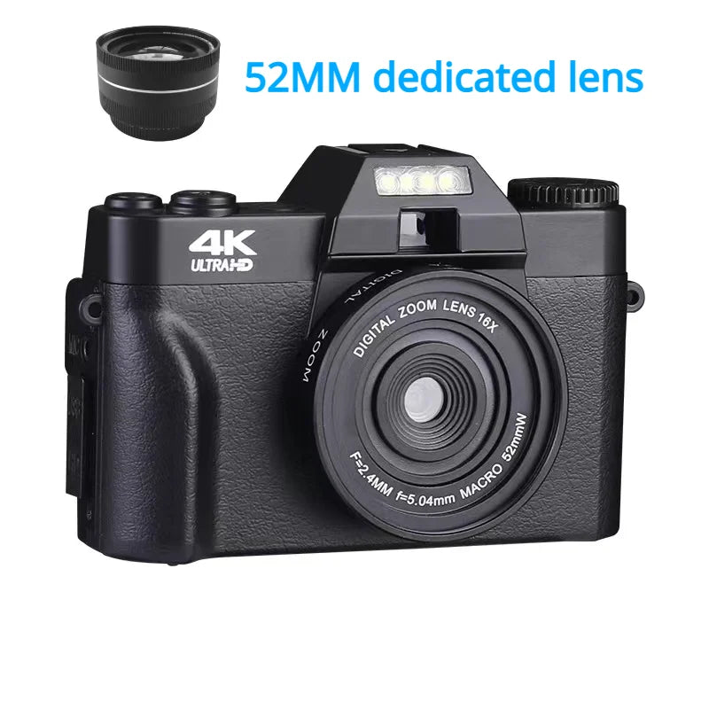 4K HD Professional Digital Camera Camcorder WIFI Webcam Wide Angle 16X Digital Zoom 48MP Photography 3 Inch Flip Screen Recorder