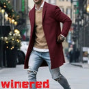 2023 Autumn/Winter New Solid Color Men's Mid length Woolen Coat Slim Fit Large Single breasted Windbreaker