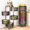 Fruit and Vegetable Basket Bowls for Kitchen with Metal Top Lid, 5 Tier Rotating Storage Rack Cart for Potato Onion Bread