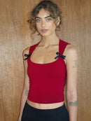 Y2K Women'S Bow Tie-Up Tank Tops Wide Shoulder Straps Bandage Camisole Sexy Low Cut Crop Tops Female Vest Tops